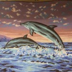 Канва с рисунком Collection D'art "Два дельфина" 40*50