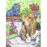 Канва с рисунком Collection D'art  "Собака с кошкой" 30*40